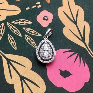 Genuine Diamond Oval Necklace Charm
